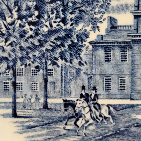 Staffordshire Vintage Liberty Blue 1776 Colonial Transferware 2 Dinner Plate 2-5 - Picture 9 of 10